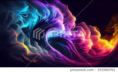 Generative AI, "Electric Waves": A Hypnotic and Energetic Image of Vibrant Neon Waves Moving and Pulsing Across the Canvas. Generative AI, "Electric Waves": A Hypnotic and Energetic Image of Vibrant Neon Waves Moving and Pulsing Across the Canvas. 101060762
