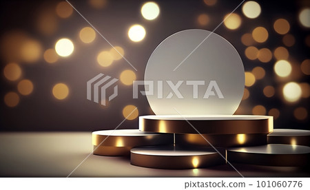 Generative AI, Exquisite and Opulent Luxury Product Stand on Stunning Bokeh Background for Displaying and Highlighting High Value Products with Elegance and Panache 101060776