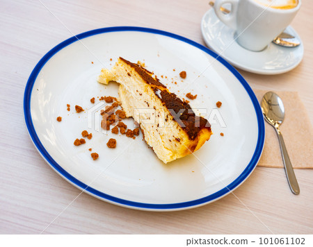 Slice of delicious cheesecake served on plate Slice of delicious cheesecake served on plate 101061102