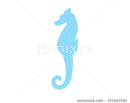 藍色日式(青海波)海馬插畫素材(剪影) 藍色日式(青海波)海馬插畫素材(剪影) 101061686