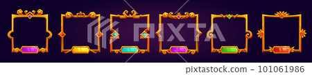 Fantasy game square gold frame for user avatar. 101061986