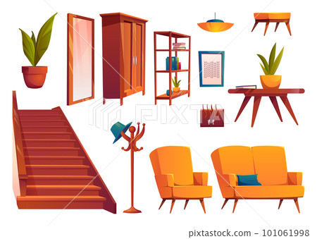 Living room hall vector interior furniture set 101061998