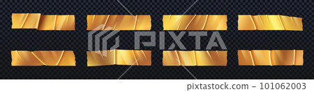 Realistic set of golden adhesive tape pieces Realistic set of golden adhesive tape pieces 101062003