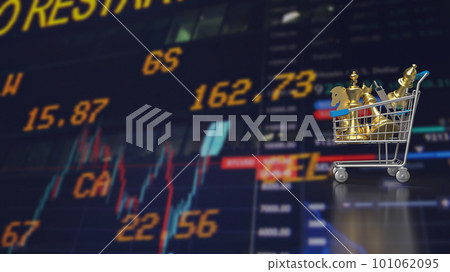 The gold chess in shopping cart on Business Background 3d rendering 101062095