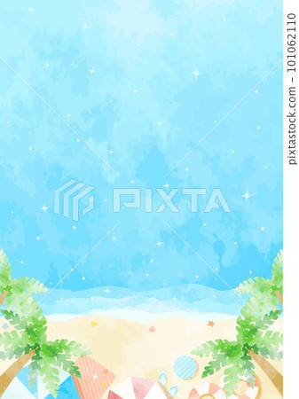 大海和沙灘背景圖與田園詩般的棕櫚樹 101062110