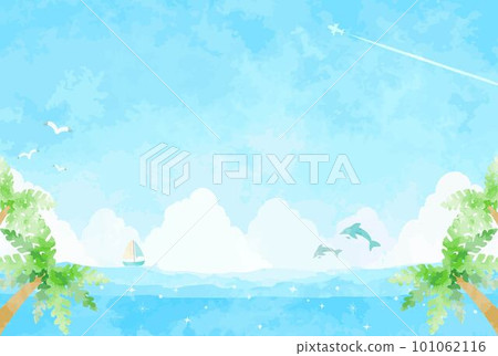 與棕櫚樹的海景圖 101062116