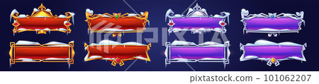 Medieval rpg game ui button frame with snow cap Medieval rpg game ui button frame with snow cap 101062207
