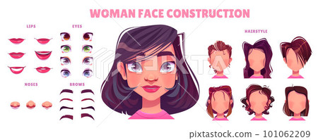 Woman face character avatar construction set 101062209