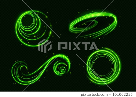 Green game healing swirl light vector effect. 101062235