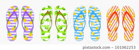 Colorful flip flops set isolated on transparent 101062253