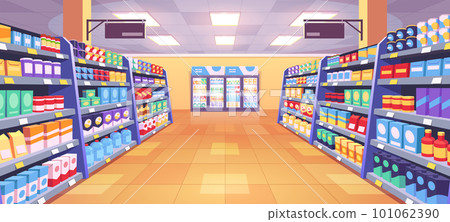 Supermarket aisle perspective view 101062390