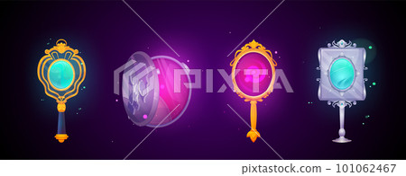 Magic mirrors with vintage silver and gold frames Magic mirrors with vintage silver and gold frames 101062467