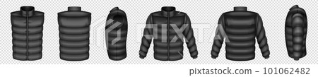 Realistic set of puffer jacket and vest mockups Realistic set of puffer jacket and vest mockups 101062482