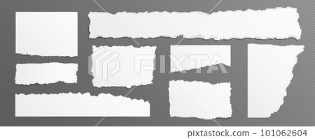 Realistic set of ripped white paper sheets png Realistic set of ripped white paper sheets png 101062604