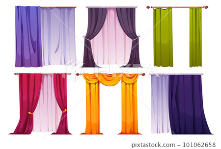 Cartoon set of color curtains isolated on white Cartoon set of color curtains isolated on white 101062658