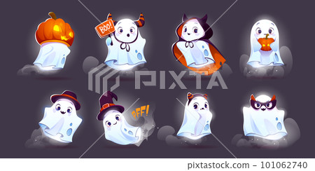 Cute ghost halloween vector character illustration Cute ghost halloween vector character illustration 101062740
