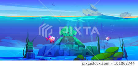 Ancient underwater ruins on sea bottom Ancient underwater ruins on sea bottom 101062744