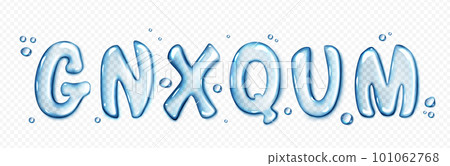 Water font letters png isolated on transparent 101062768