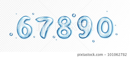 Realistic water number type. Isolated drop font 101062782