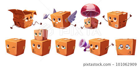 Parcel box mascot delivery character with emotions Parcel box mascot delivery character with emotions 101062909