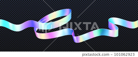 Holographic ribbon swirl wave line isolated vector 101062923