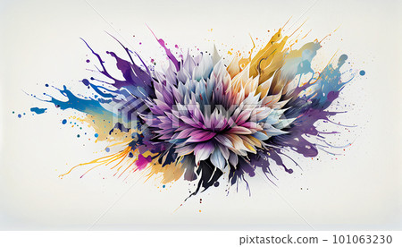 Flowers watercolor illustration isolated on white background, Spring Summer, digital painting Design for fabric, Generative AI 101063230
