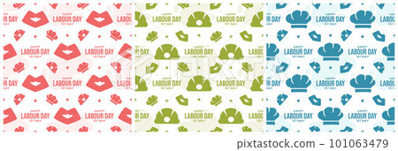 Set of Happy Labor Day Seamless Pattern Design Illustration with Different Professions in Template Hand Drawn Set of Happy Labor Day Seamless Pattern Design Illustration with Different Professions in Template Hand Drawn 101063479