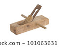 old wooden planer isolated on white background 101063631