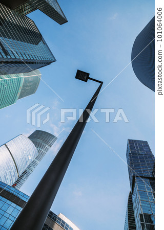 Skyscrapers in business district Moscow City. Bottom up view of the towers. Moscow. Russia 101064006