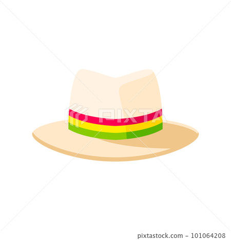 Barranquilla carnival holiday cartoon panama hat. Barranquilla carnival symbol, Colombia culture festival clothing element, traditional folklore parade or masquerade costume cartoon vector headgear Barranquilla carnival holiday cartoon panama hat. Barranquilla carnival symbol, Colombia culture festival clothing element, traditional folklore parade or masquerade costume cartoon vector headgear 101064208