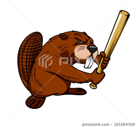 Cartoon baseball player character with bat Stock Vector by