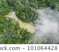 Aerial top down view morning cloud at old dam 101064428