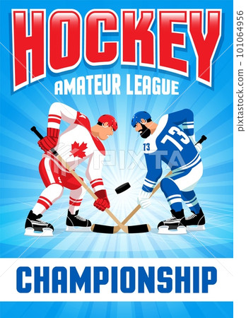 Hockey poster featuring intense faceoff 101064956