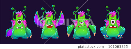 Green cyclope monster emotions set 101065835