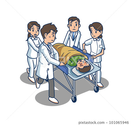 Hospital ~ Patients transported on stretchers 101065946