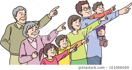 瞄準_指向_家庭_尖銳的表情_5個人指向同一個方向 101066089