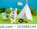 Wool felt rabbit camping 101066144