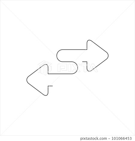 Two Transfer arrows one line icon. linear style sign for mobile concept and web design. Left right arrows. Stock vector illustration isolated on white background. Two Transfer arrows one line icon. linear style sign for mobile concept and web design. Left right arrows. Stock vector illustration isolated on white background. 101066453