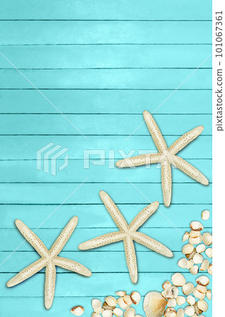 Aquamarine, turquoise, blue boards. Summer, sparing background. Pier, beach, marine. Copy space 101067361