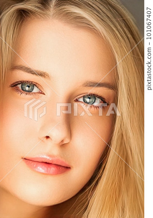 Natural beauty and no make-up look, beautiful young woman as skin care cosmetics and feminine brand concept, face portrait close-up 101067407