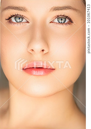 Perfect skin and beauty look, beautiful face of young woman for skincare cosmetics and cosmetology, close-up portrait Perfect skin and beauty look, beautiful face of young woman for skincare cosmetics and cosmetology, close-up portrait 101067413