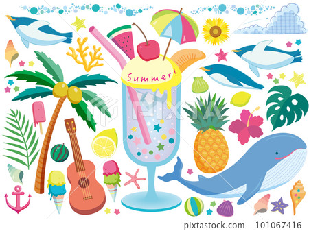 Ice float and summer sea illustration material collection Ice float and summer sea illustration material collection 101067416