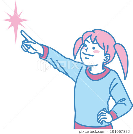 Aiming _ pointing _ family _ pink blue _ sharp expression _ girl pointing to the upper left _ fingertip Kirarin Aiming _ pointing _ family _ pink blue _ sharp expression _ girl pointing to the upper left _ fingertip Kirarin 101067823