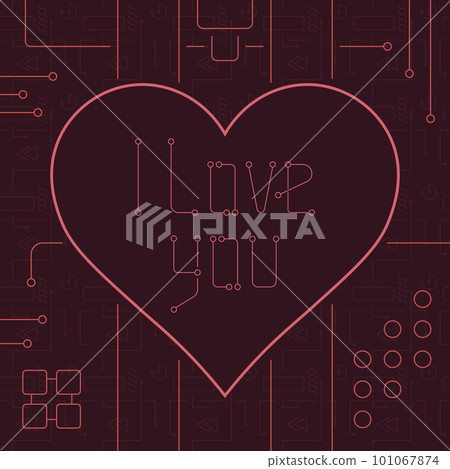 I Love You Techno Line Art Bakcground. 101067874