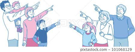 瞄準_指點_家人_粉色藍色_犀利表情_5人指點中間 瞄準_指點_家人_粉色藍色_犀利表情_5人指點中間 101068129