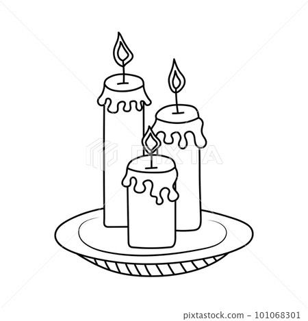 Candles on a plate in doodle style. Day of the dead, birthday, celebration, holiday, party, religion concept.  101068301