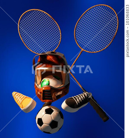 Sports 3d render, abstract illustration, sport shapes concept 101068833