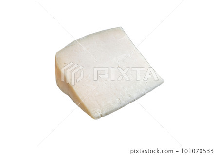 Hard goat cheese on marble board. Isolated on white background Hard goat cheese on marble board. Isolated on white background 101070533