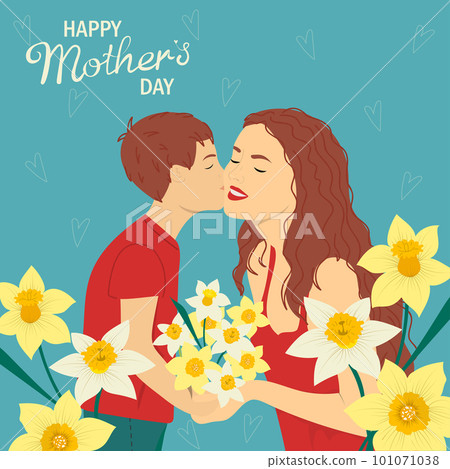 Mother's day greeting card with son. Mother's day greeting card with son. 101071038