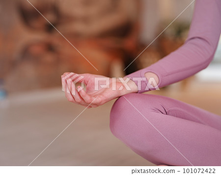 workshop of air yoga and stretching in yoga studio 101072422